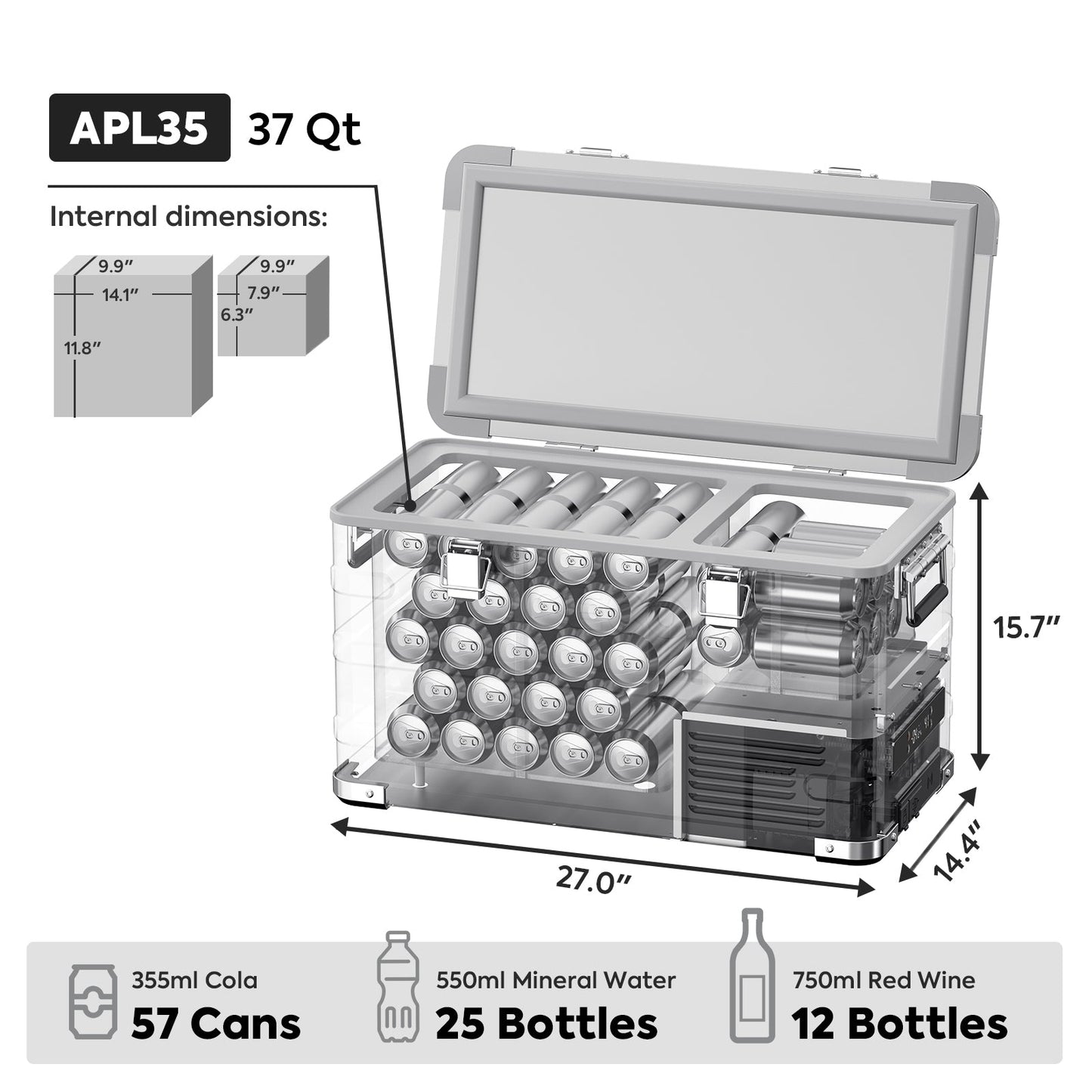 APL35 Dual Zone Aluminum Refrigerator| ICECO | 35 LT