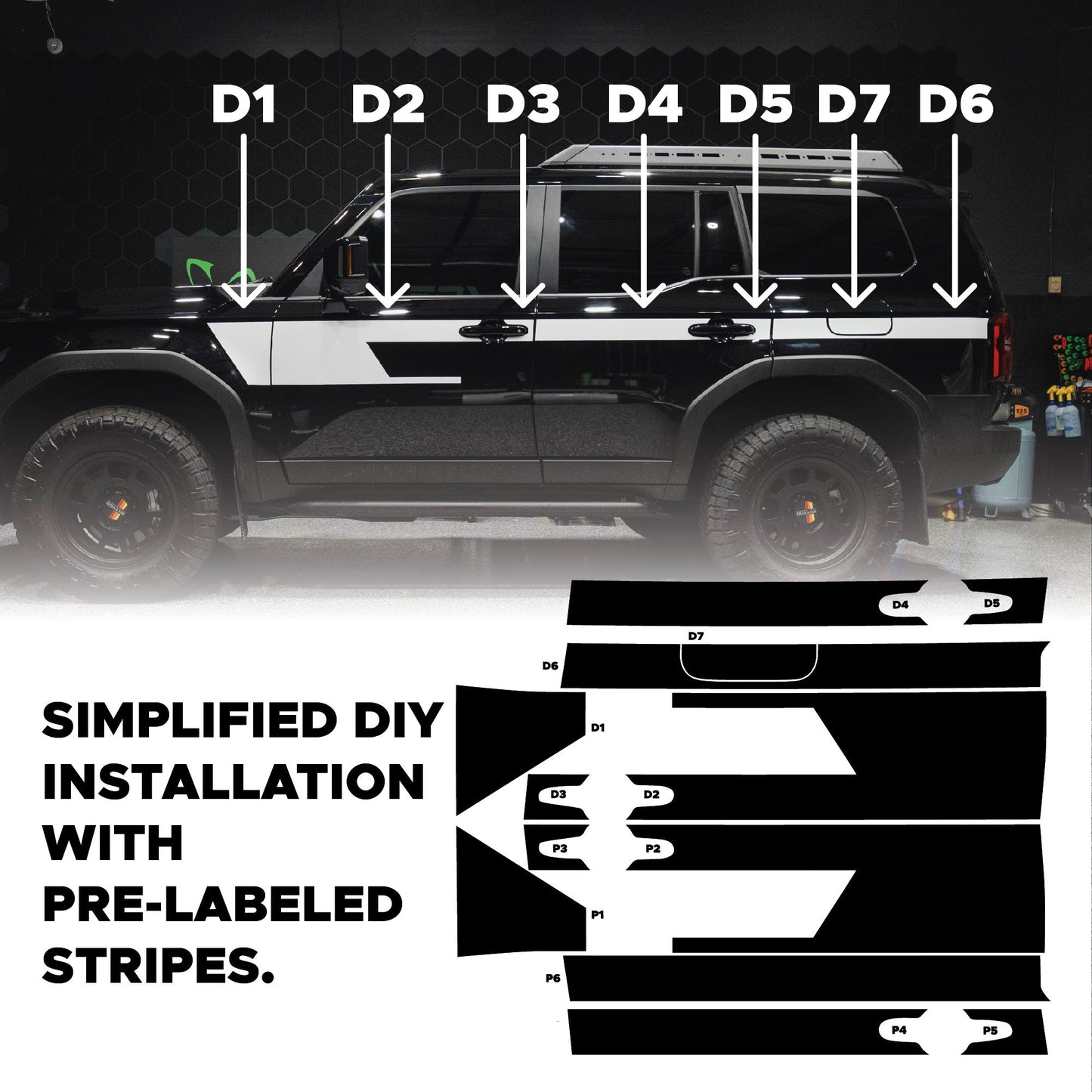 Toyota Land Cruiser Vinyl Heritage Side Stripes | '24 - Present