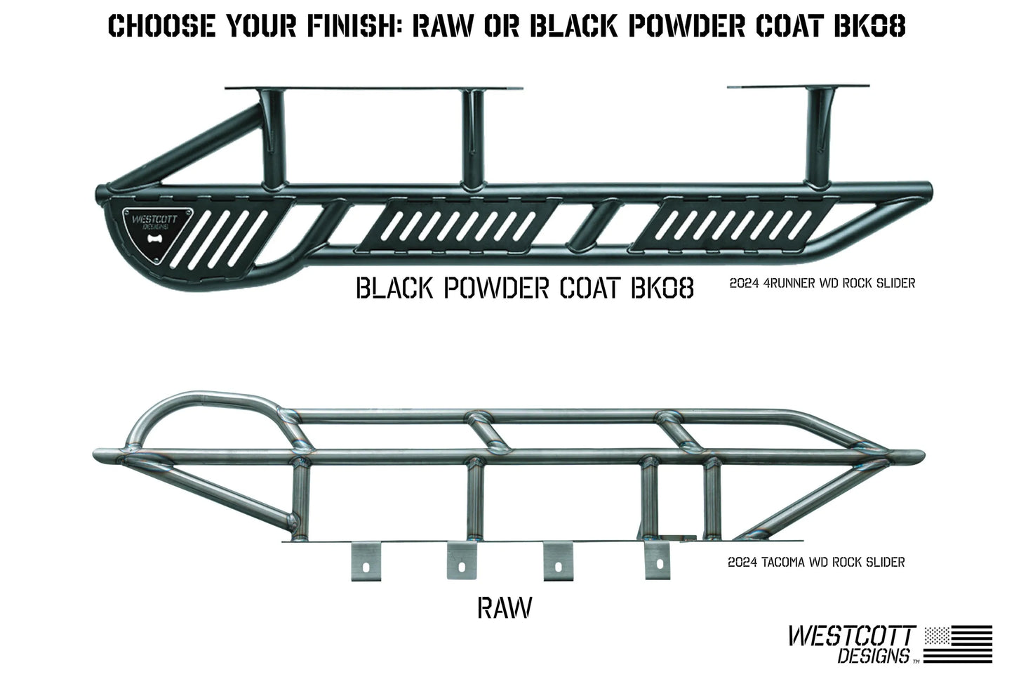 Westcott Designs Long Bed Rock Sliders | 2024+ Tacoma