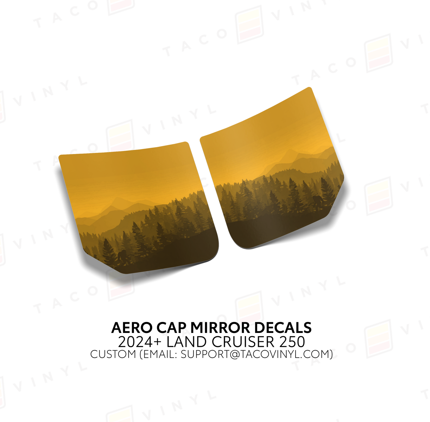 Taco Vinyl Land Cruiser 250 Aero Cap Mirror Decals | '24+ Land Cruiser