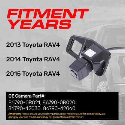 Toyota Rav4 (2013-2015) OEM Replacement Backup Camera OE Part # 86790-0R020, 86790-0R021, 86790-42030, 86790-42060