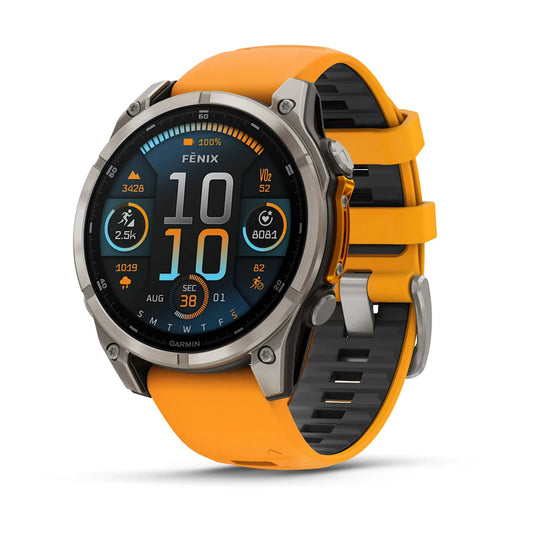 Garmin fēnix® 8 AMOLED, Sapphire, Titanium w/ Spark Orange/Graphite Silicone Band