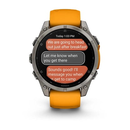 Garmin fēnix® 8 AMOLED, Sapphire, Titanium w/ Spark Orange/Graphite Silicone Band