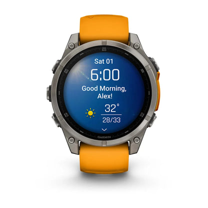 Garmin fēnix® 8 AMOLED, Sapphire, Titanium w/ Spark Orange/Graphite Silicone Band