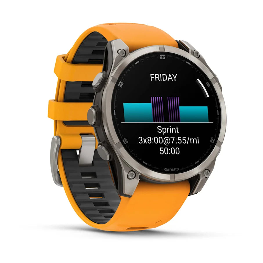 Garmin fēnix® 8 AMOLED, Sapphire, Titanium w/ Spark Orange/Graphite Silicone Band