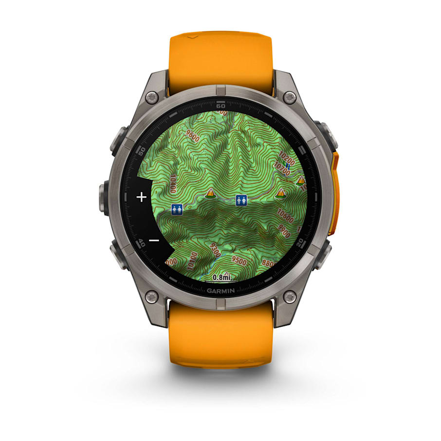 Garmin fēnix® 8 AMOLED, Sapphire, Titanium w/ Spark Orange/Graphite Silicone Band