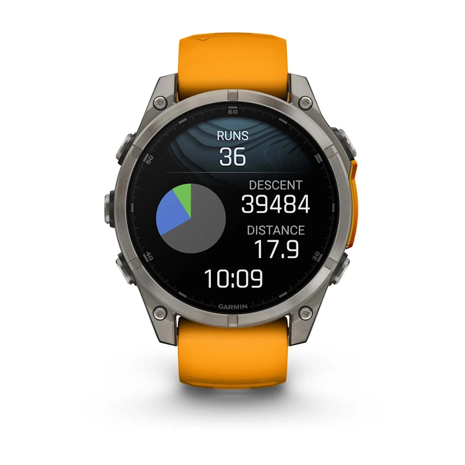 Garmin fēnix® 8 AMOLED, Sapphire, Titanium w/ Spark Orange/Graphite Silicone Band