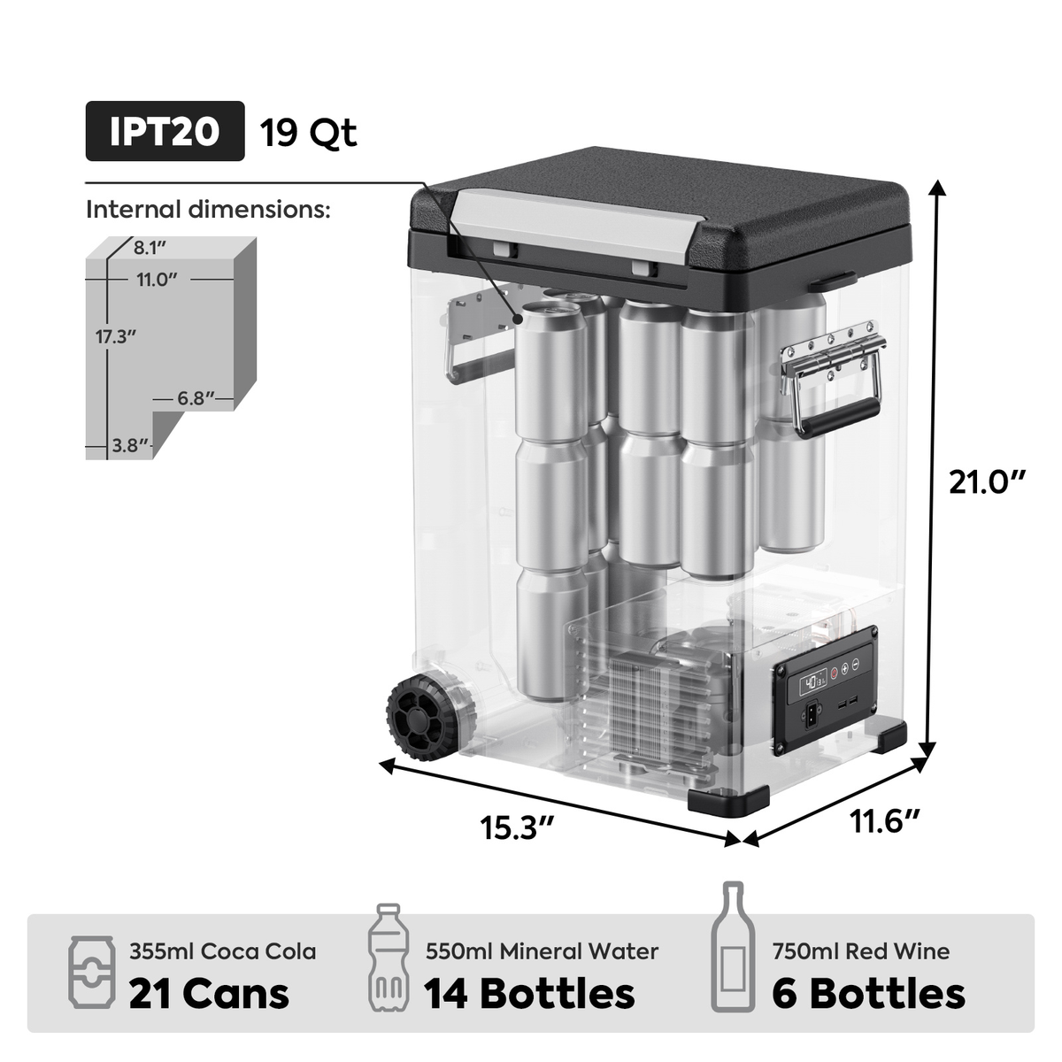ICECO IPT20 12V Pickup Truck Fridge Freezer | 18.3L