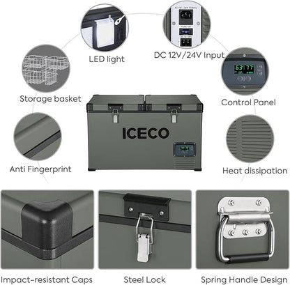 ICECO VL60 Dual-Zone Fridge Freezer with Cover | 60L