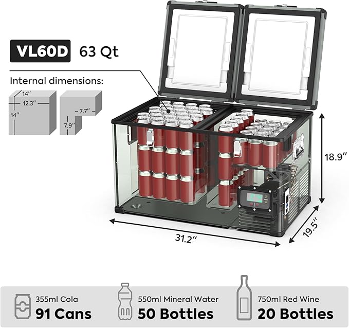 ICECO VL60 Dual-Zone Fridge Freezer with Cover | 60L