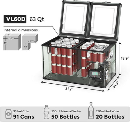 ICECO VL60 Dual-Zone Fridge Freezer with Cover | 60L
