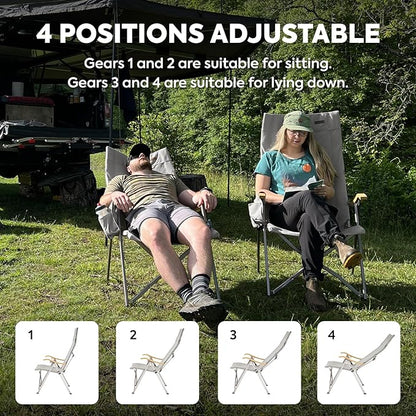 Ha1600 Adjustable Camping Chairs, High-Back Heavy Duty Folding Chair for Outside | ICECO