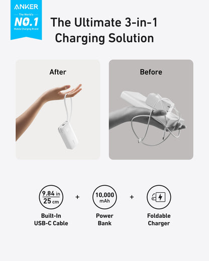 Anker Power Bank (10K, Fusion, Built-In Cable)