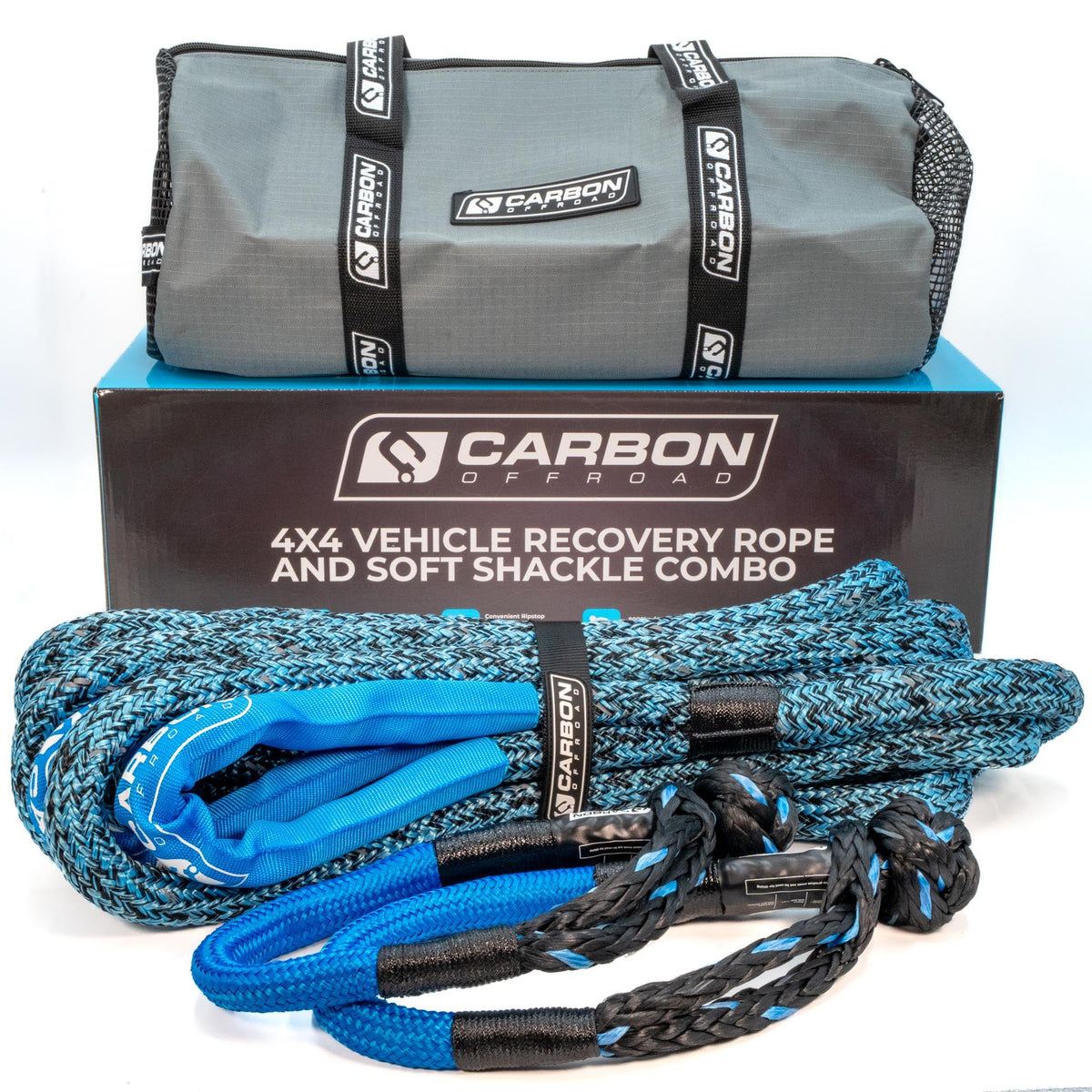 Carbon Offroad 4x4 Kinetic Recovery Rope & Soft Shackle Combo | 9T