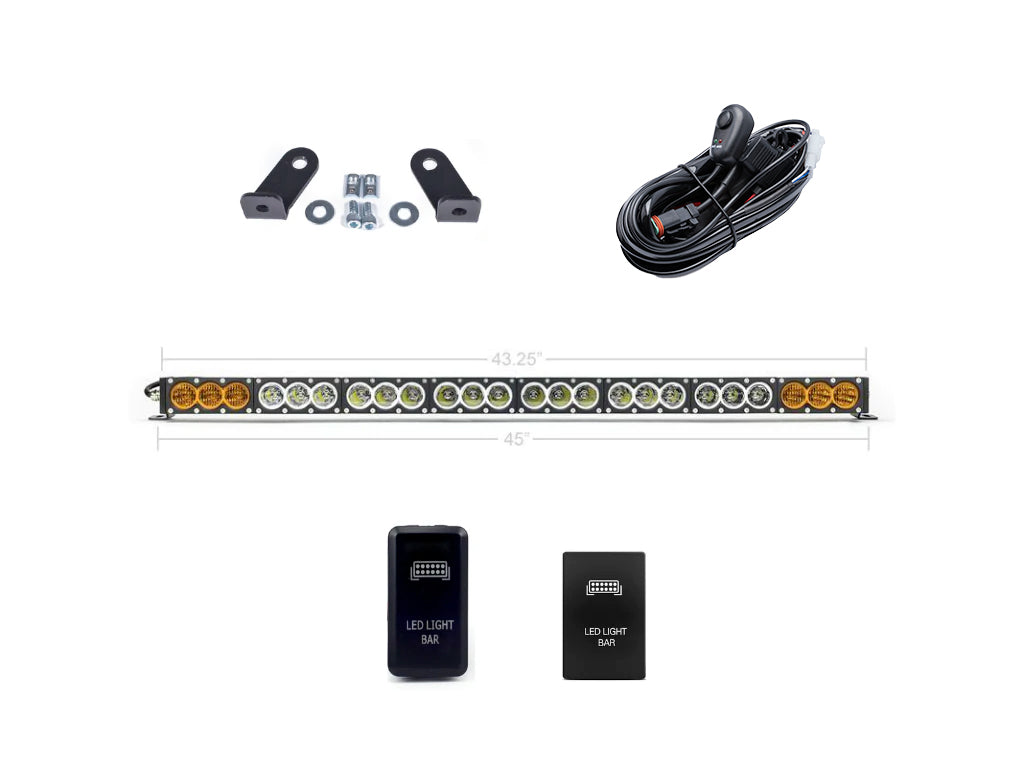 Cali Raised Dual Function Amber/White LED Light Bar Prinsu Mounting Bracket Kit