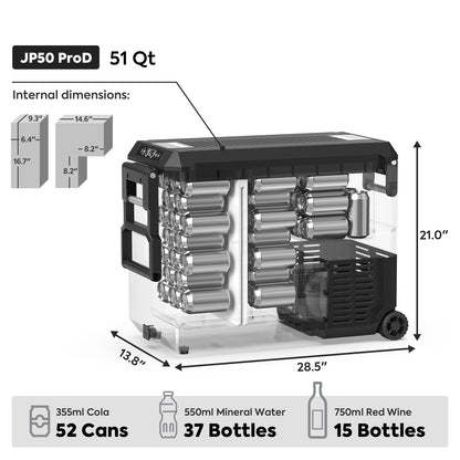 JP50 Pro Dual Zone Wheeled Car Fridge With Cover | ICECO | 50 LT