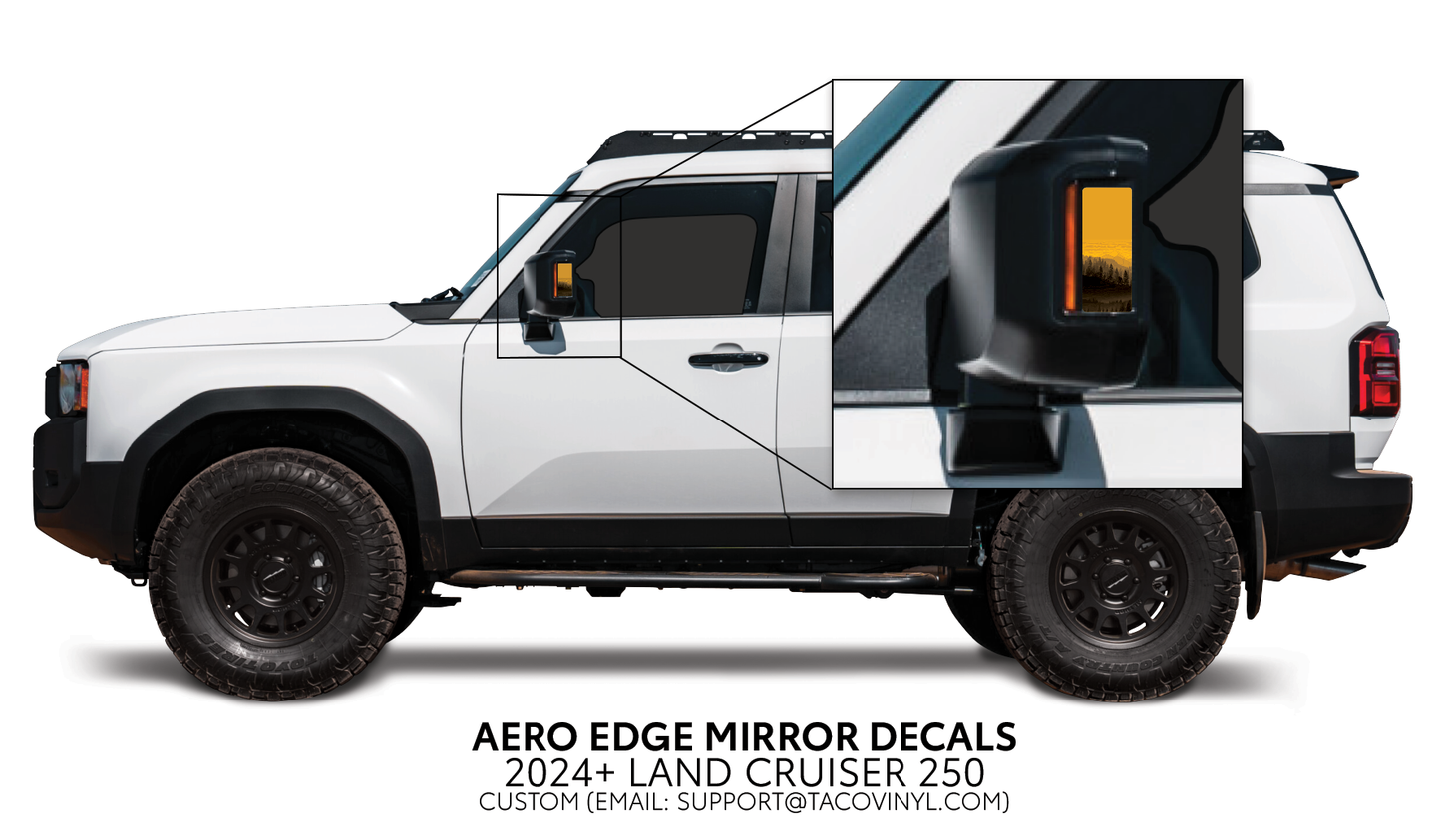 Taco Vinyl Land Cruiser 250 Aero Edge Mirror Decals | '24+ Land Cruiser