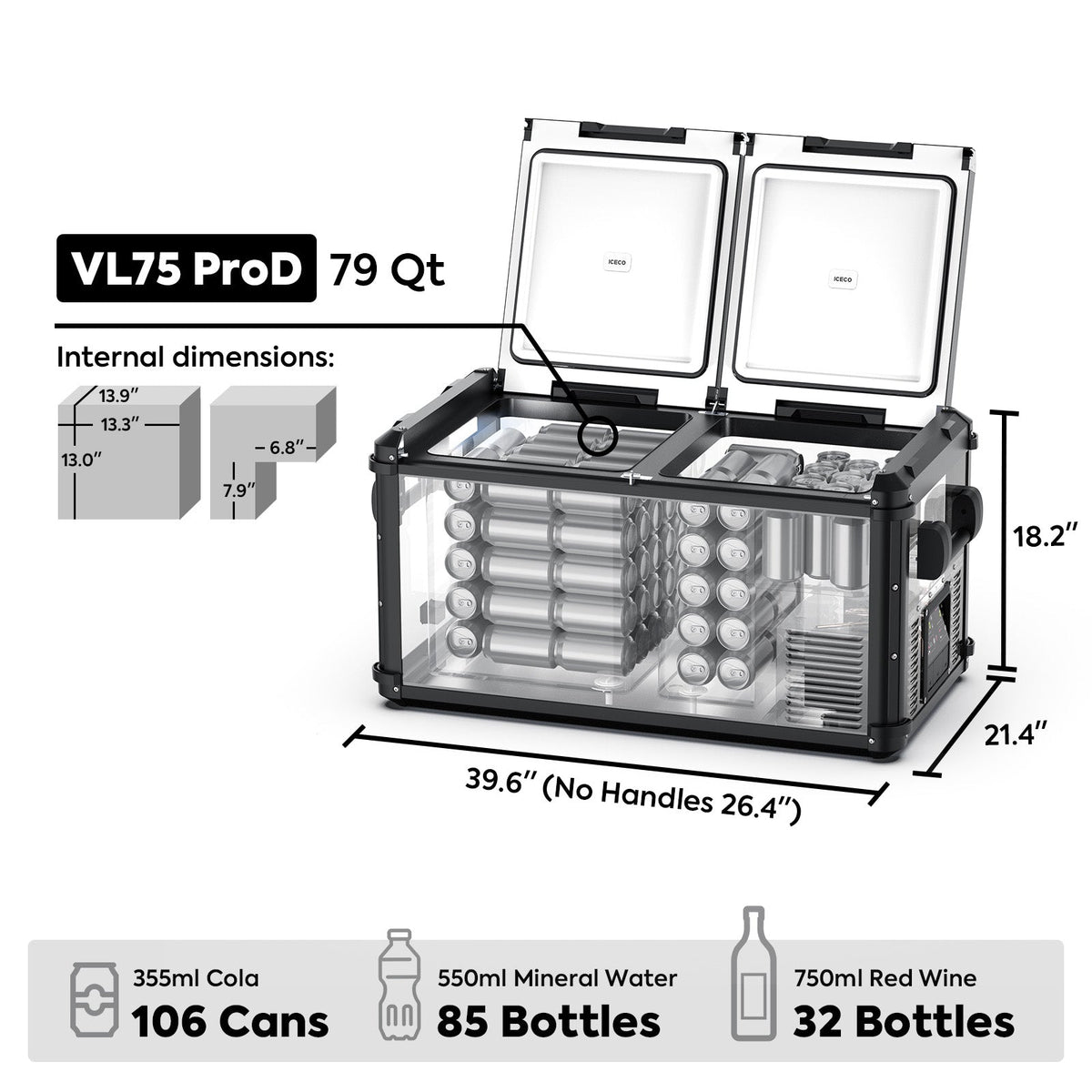 ICECO VL75ProD Gen II Dual-Zone Portable Fridge Freezer | 75L
