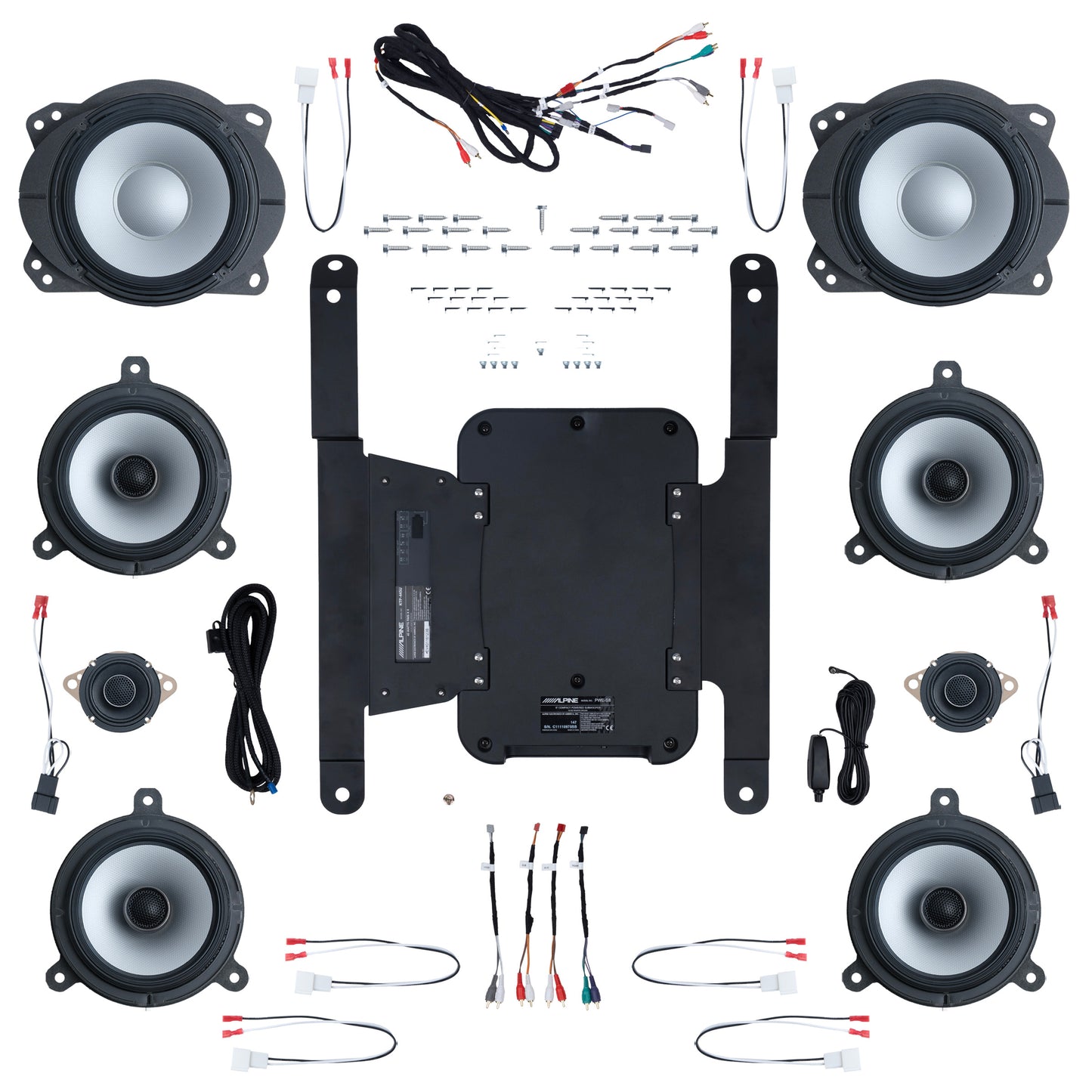Alpine Plug & Play 8-Speaker, 4-Channel Amp & Powered Subwoofer Bundle (8