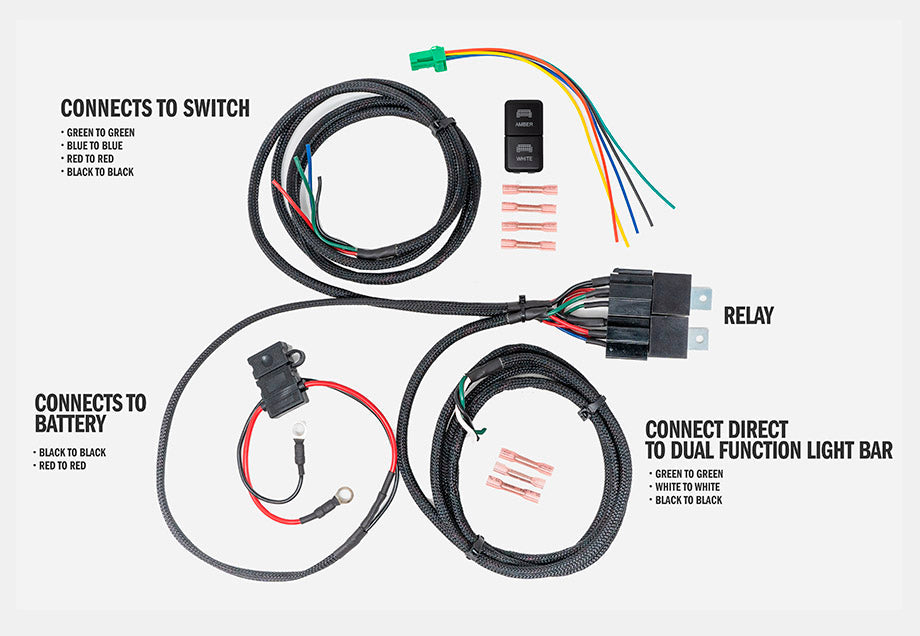 Cali Raised Wiring Harness for Dual Function Light Bar
