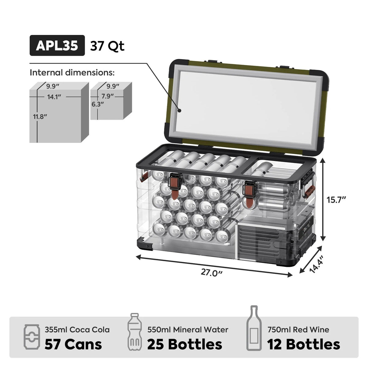 ICECO × Jeep APL35 Dual-Zone Aluminum Fridge Freezer | 35L Olive
