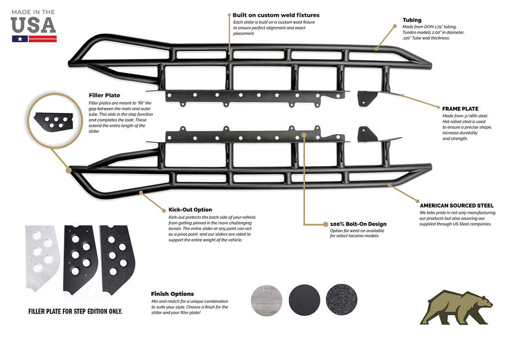 Cali Raised 0° Step Edition Rock Sliders | '10 - '24 4Runner