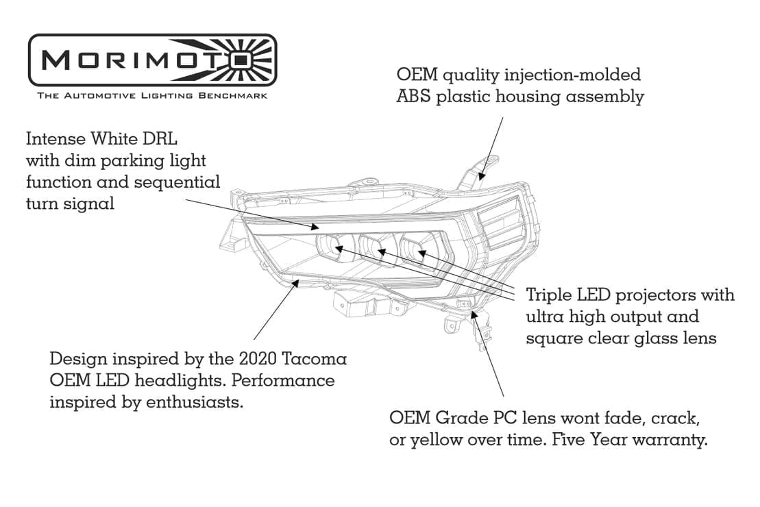 Morimoto XB LED Headlights (White DRL) | '14 - '23 4Runner