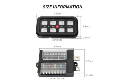 VEHICLE ACCESSORY 8 SWITCH CONTROL SYSTEM (BLUE BACKLIGHTING)